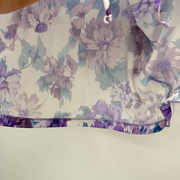 Salon Studio Y2k Purple Floral Tie Front Top Size XL Pajama - Picture 6 of 7